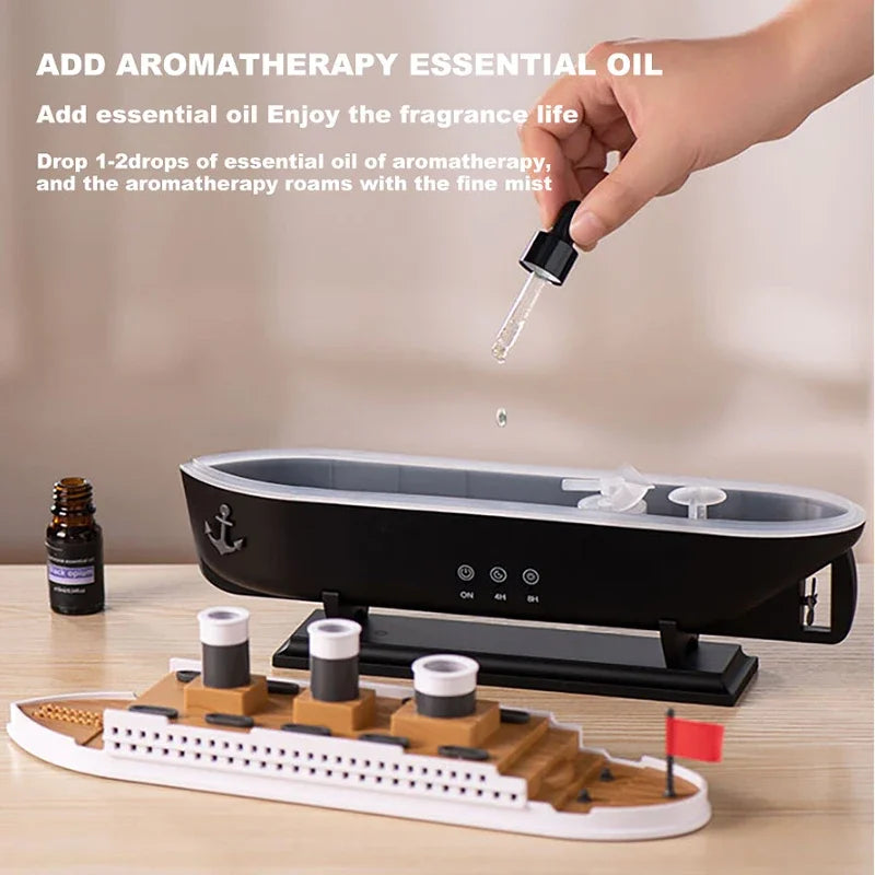 TITANIC SHIP MODEL AIR HUMIDIFIER JELLYFISH SMOKE RING SPRAY AROMA DIFFUSER NIGHT LIGHT FOR HOME