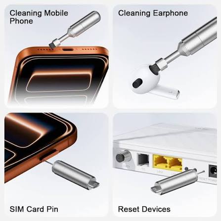2 IN 1 PREMIUM SIM EJECTOR & CLEANING BRUSH TOOL ( STAINLESS STEEL )